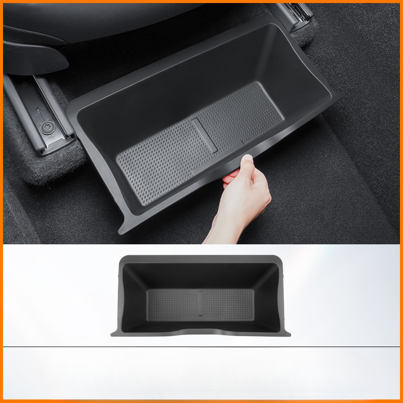 For Tesla Model Y Juniper Under Seat Storage Box Front Seats Under Seat drawer TPE Storage Box Inter