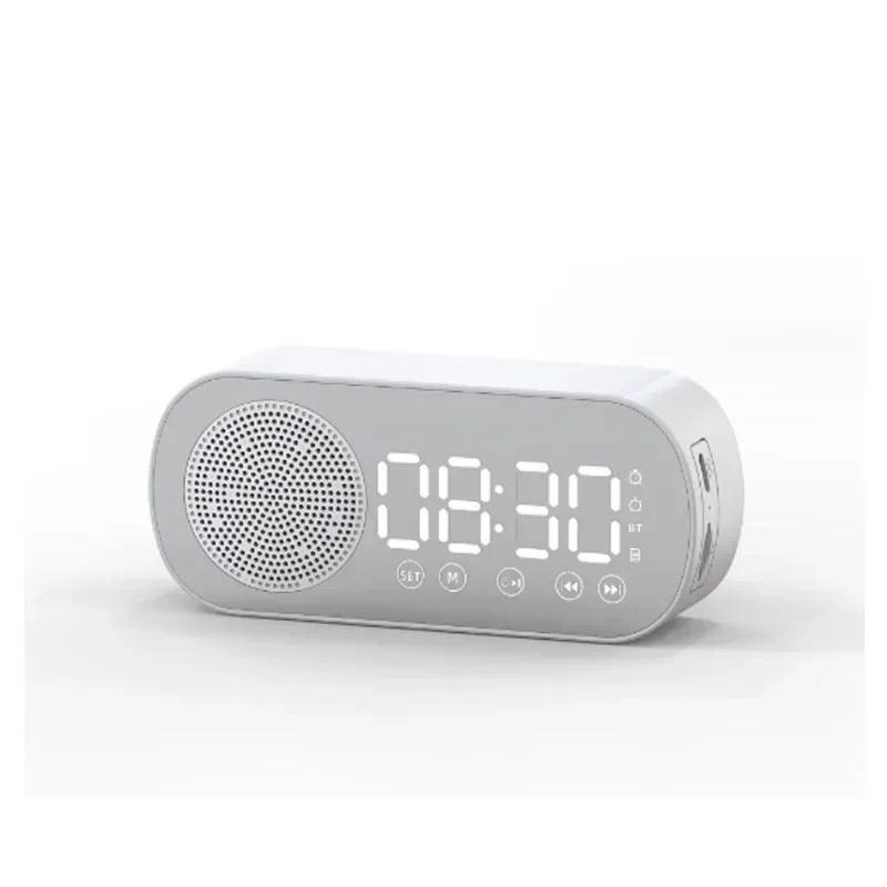 Alarm Clock Bluetooth Speaker, Digital Alarm Clock Radio with LED Mirror Display, Loud Alarm Clock f