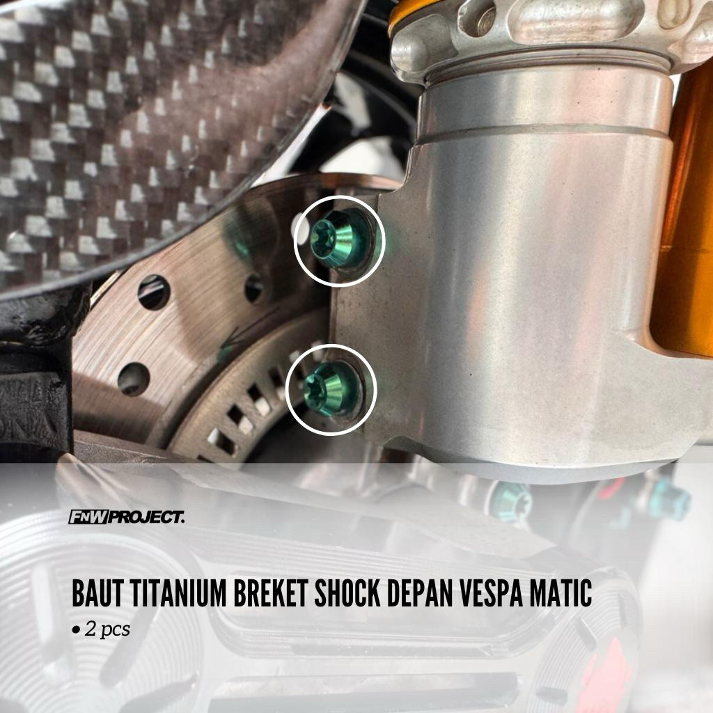 BAUT TITANIUM BREKET SHOCK DEPAN VESPA MATIC