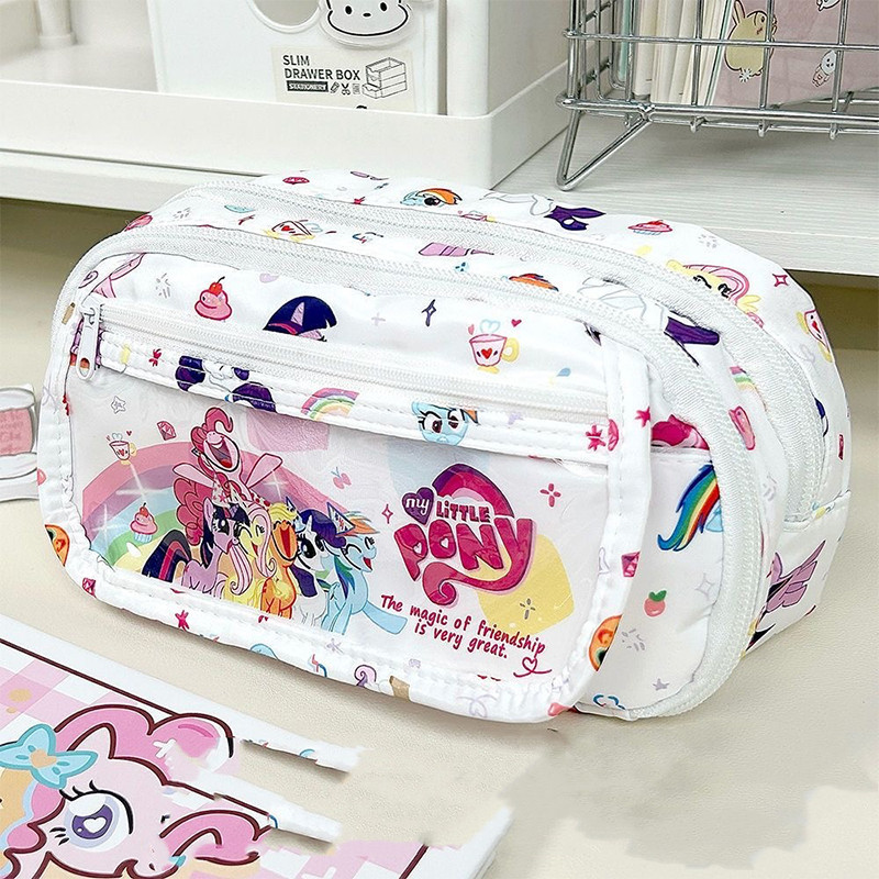 Cartoon Cute My Little Pony Pencil Case Pouch Pencil Pouch Large Capacity 3 Layer School Supplies Pe
