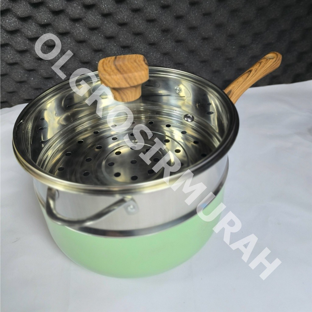 PANCI SUSU Q2 KUKUSAN Q2-1611 Q2-1811 Q2-2011 PANCI SAUCEPAN WITH STEAMER 16cm, 18cm, 20cm.