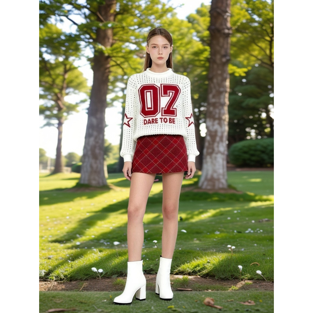 NANA Top Rajut Putih Wanita Kekinian| Baju Knit Sweater