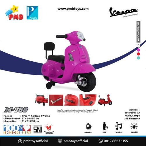 Mainan Anak Perempuan laki Motor Listrik AKI VESPA MINI PIAGGIO M788