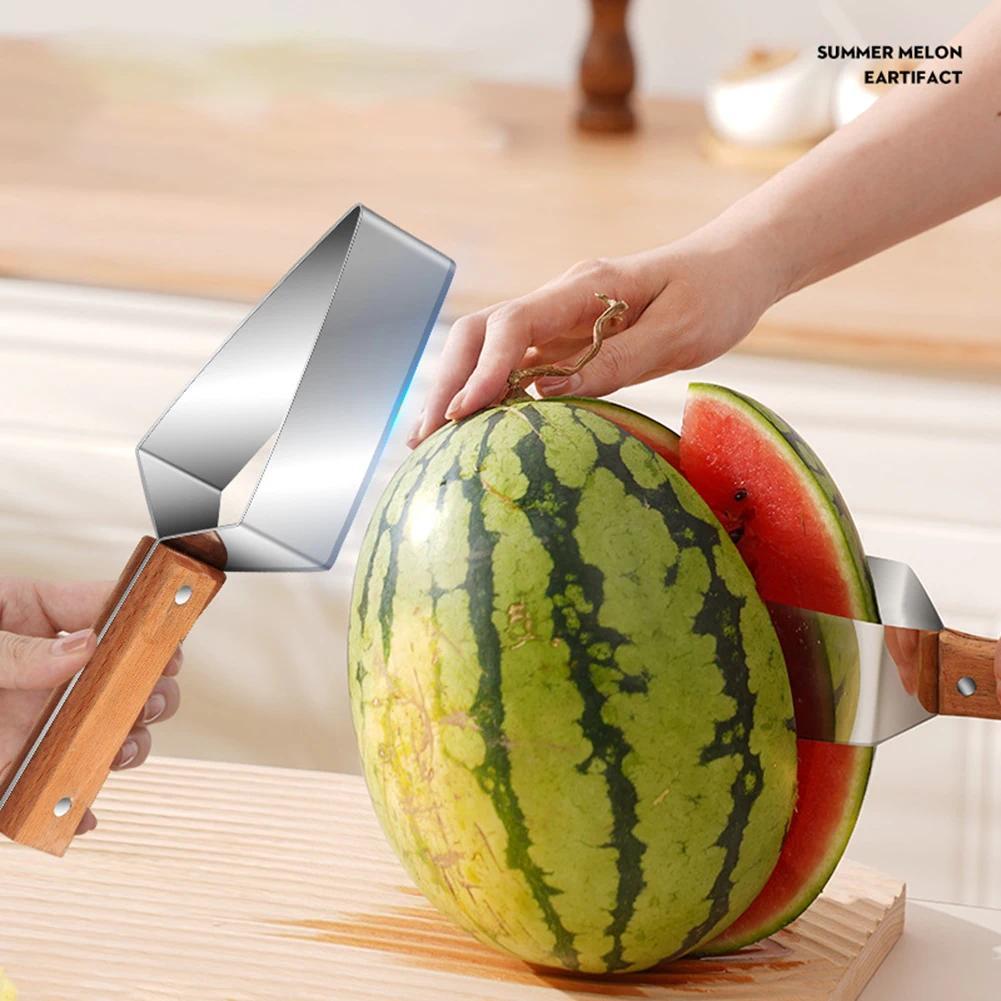 Watermelon Cutter Stainless Steel Watermelon Slicers Reusable Labor-Saving Fruit Cutter Slicers Divi