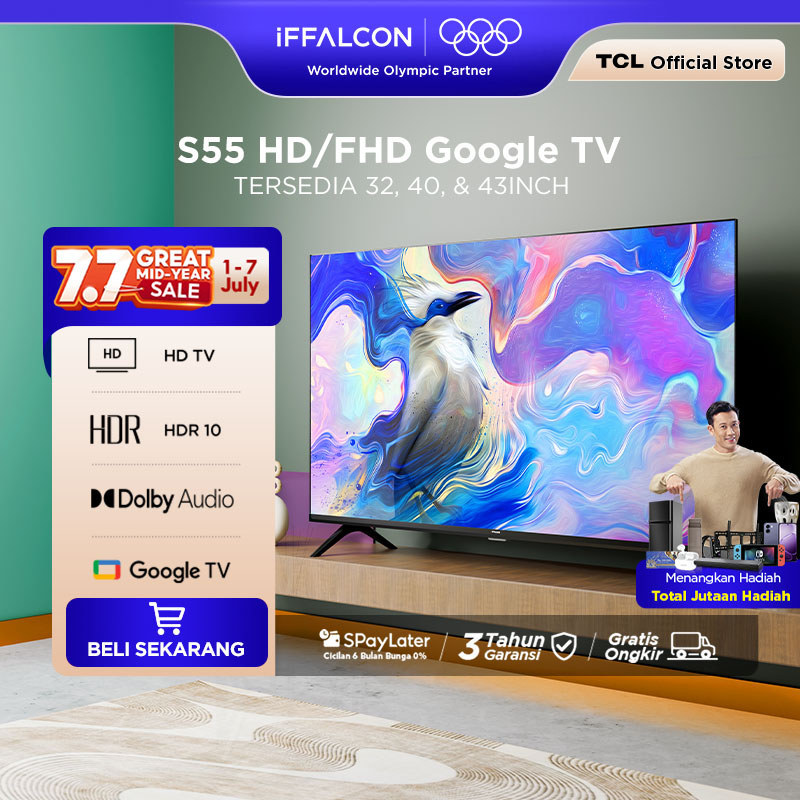 BR iFFALCON by TCL S55 Series Google TV (Android 14) Smart Digital - HD/FHD - HDR 10 - Dolby Audio -