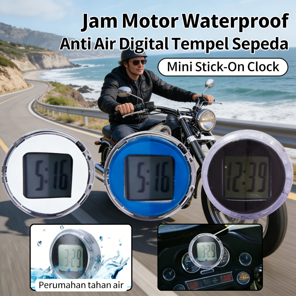 Sepeda Mini Clock Stick-On Tempel Digital Air Tempel Waterproof Motor Jam