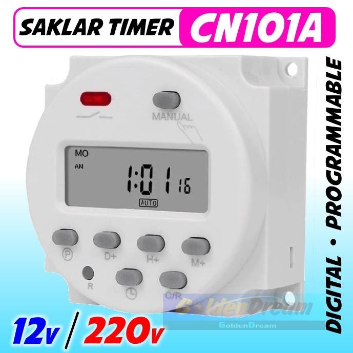 GRD - Timer Switch Digital 12v DC 220v AC CN101A Time Delay Relay untuk Lampu Timer Digital Programm