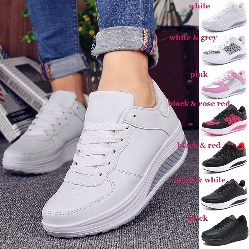 Xiaoyulu  Women Sneakers White Platform Trainers Wedges Casual Shoes