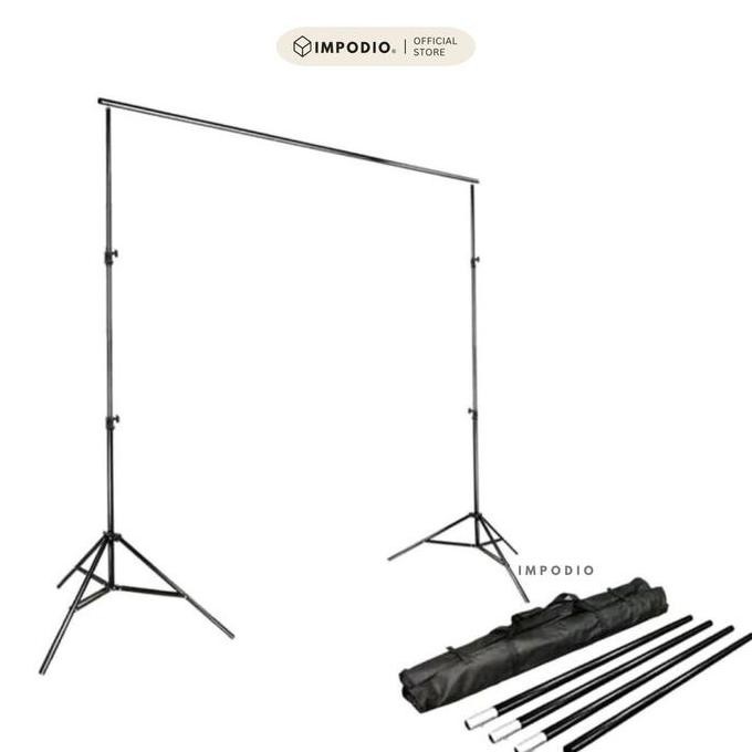 Impodio Stand Backdrop Foto 2X3M / 3X3M Lipat Portable | Tripod Penyangga Background Studio Profesio