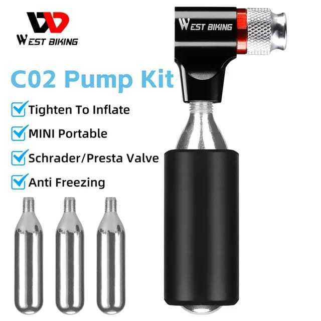 Foto West Biking Pompa Inflator Portable Ban Instan Adaptor Cartridge CO2 pump Sepeda