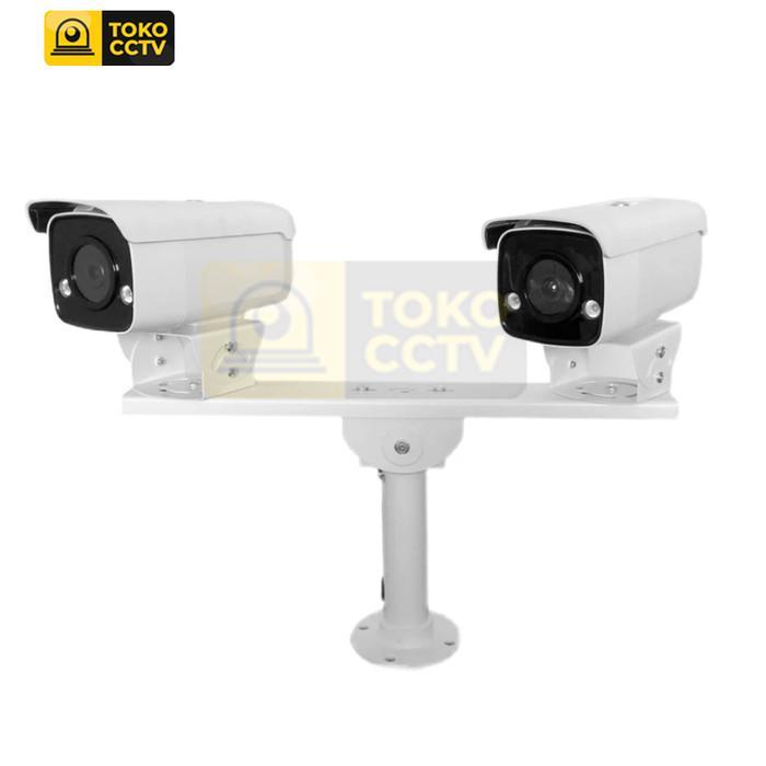 Bracket Double CCTV Outdoor, Dudukan Bracket Ganda CCTV Aluminium Kamera Putih Camera