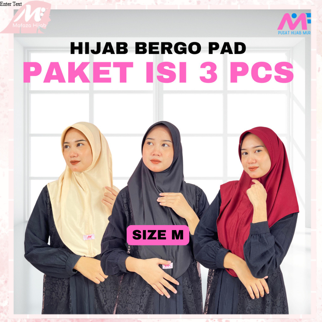 MF Hijab - 3 Pcs Hijab Bergo Hamidah Size M | Hijab Instan Pad Menutup Dada