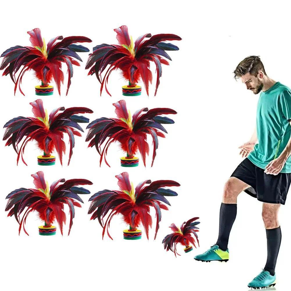 6Pcs Feather Jianzi Colorful Feathers Shuttlecock Portable Foot Kick Handwheel Feather Shuttlecock S