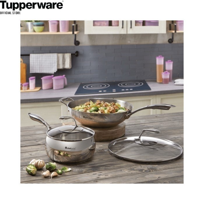 SET ALAT MASAK STAINLESS TCHEF TUPPERWARE PANCI PENGGORENGAN BELI