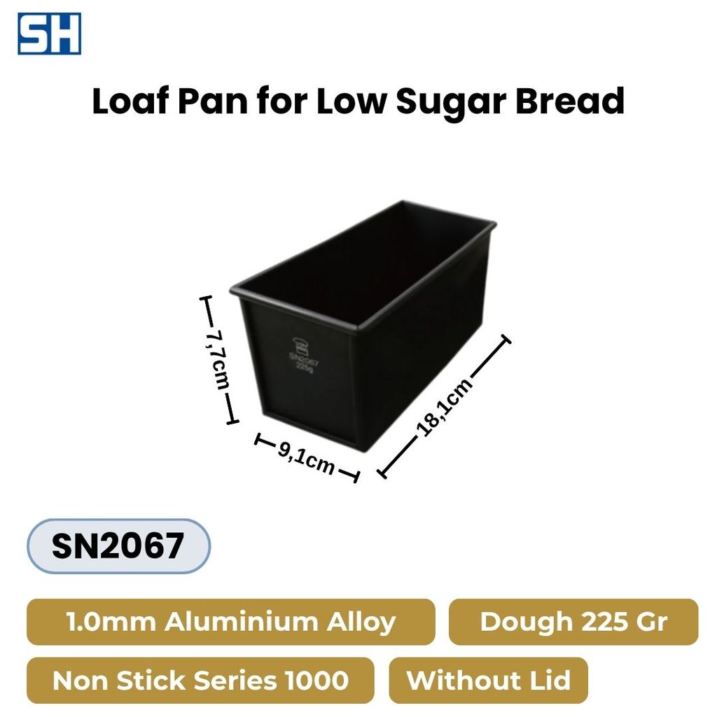 225g Loaf Pan for Low Sugar Bread Without Lid Loyang Roti Tawar Tanpa Tutup Anti Lengket 181 x 91 x 