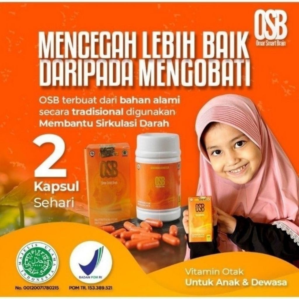 OSB KAPSUL 1 Box 60 Kapsul Vitamin Terbaik Otak Anak Cerdas Dan Dewasa Omar Smart Brain - OSB ORIGIN