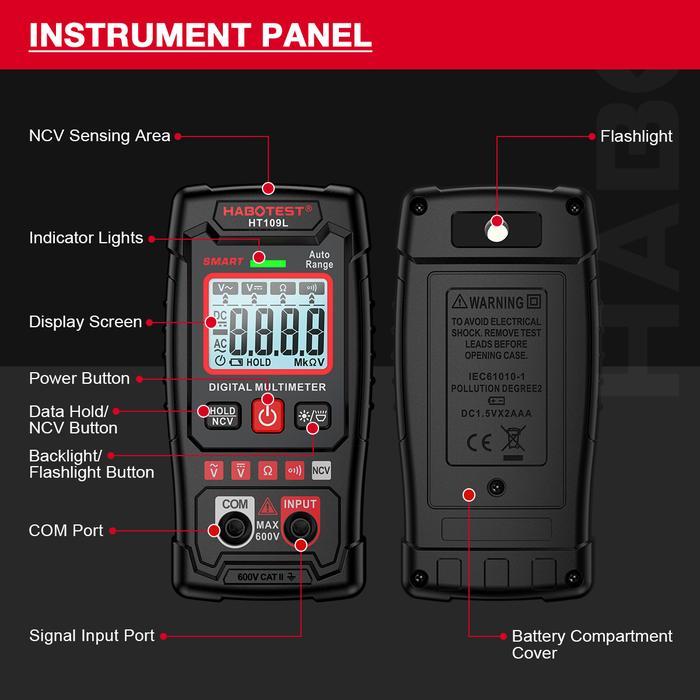 Promo HABOTEST HT109L/HM99/HM98 PRO Digital Multimeter 600V AC/DC 4000 Counts High-Precision Anti-Bu