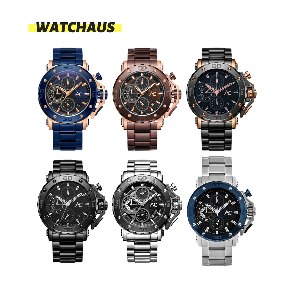 JAM TANGAN PRIA ALEXANDRE CHRISTIE AC9205 AC 9205 MCB CHRONOGRAPH STAINLESS STEEL STRAP
