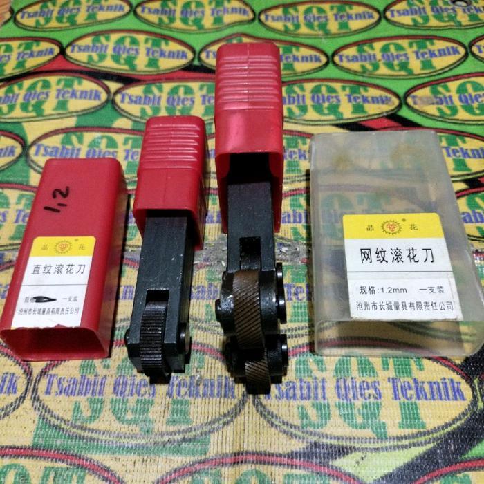 Paket 2pcs Knurling 1,2mm  Lurus dan Semu Silang Karter Bubut 1,2mm