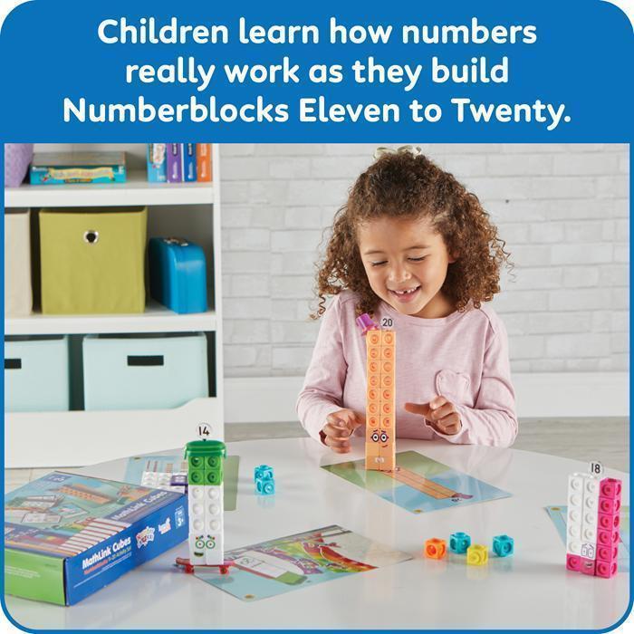 Hand2Mind Numberblocks MathLink Cubes 11–20 Activity Set, Permainan Dengan Karakter Numberblocks 11-