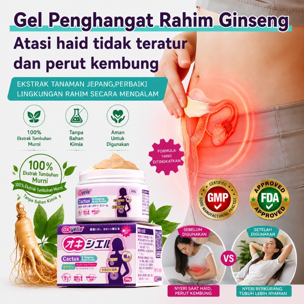 Oxyelle Gel Nyeri Haid & Kram Menstruasi, Gel Hangat Penghangat Perut Wanita 30g