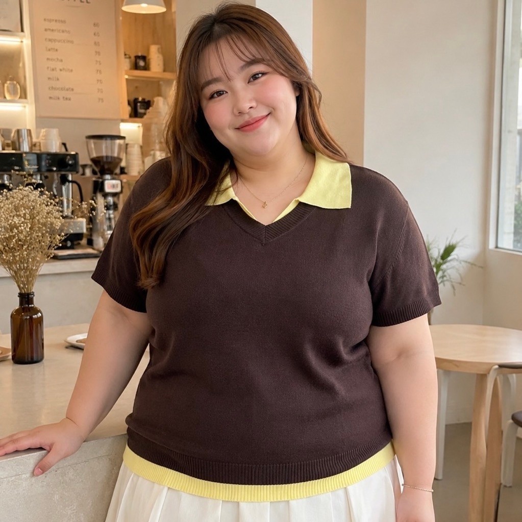 KAIA ATASAN BERKERAH POLOS Duchess / Atasan knit POLO Wanita