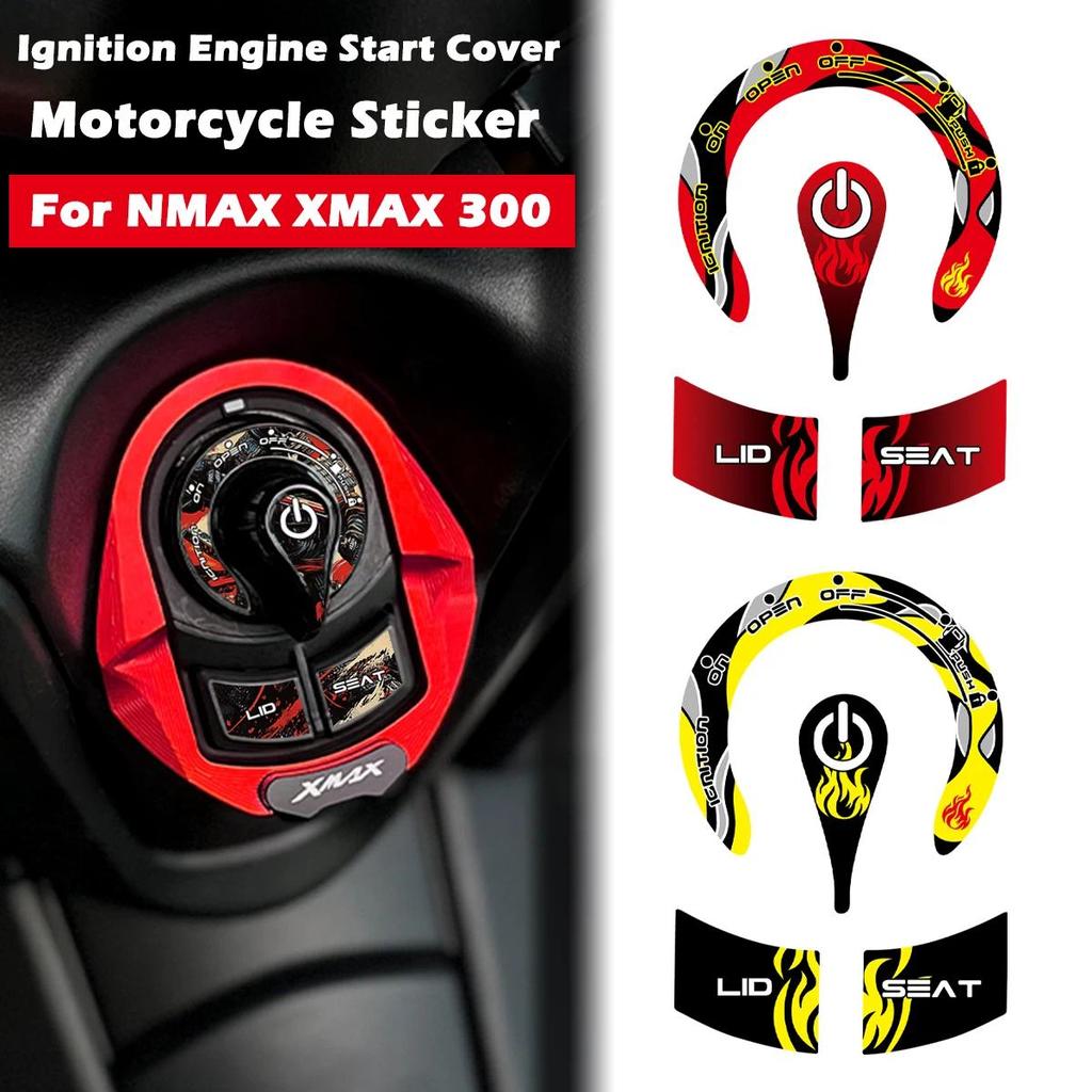 For MAHA NMAX XMAX 300 Nmax Xmax Motorcycle Ignition Engine Start Cover Reflective Stickers Moto Key