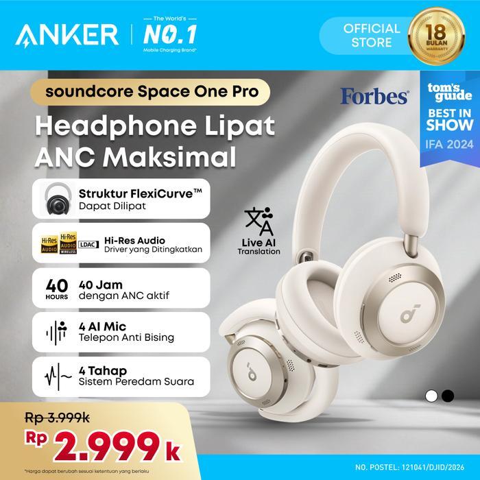 Anker Soundcore Space One Headphone Over-Ear Bluetooth Hi-Res Wireless Audio ANC