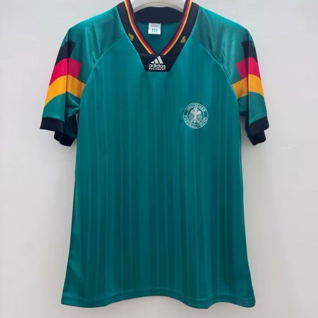 1992 Jerman tandang jersey sepak bola olahraga kasual pria retro