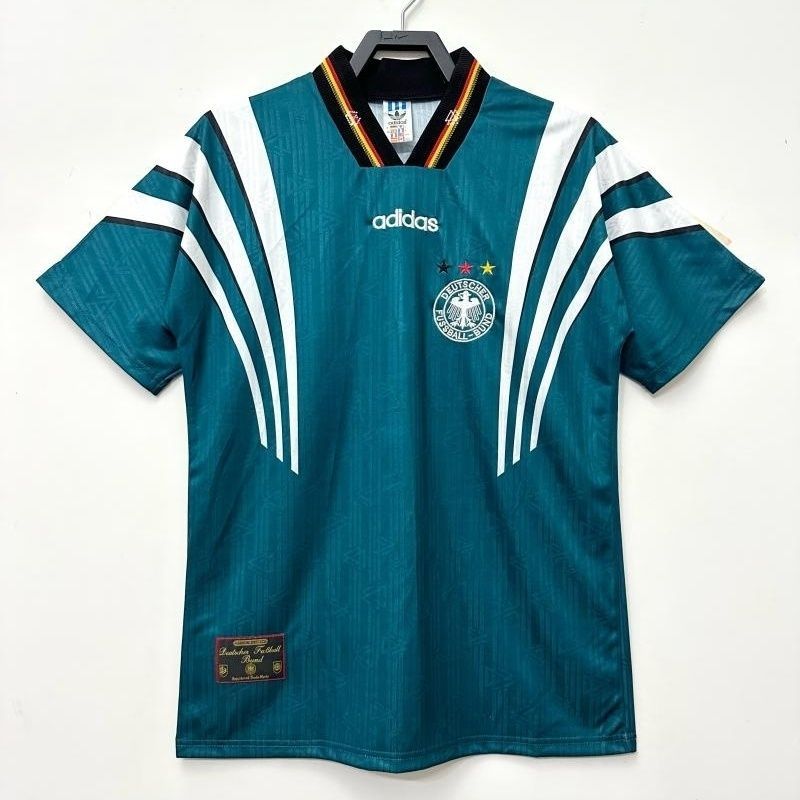 1996 Jerman tandang jersey sepak bola olahraga kasual pria retro