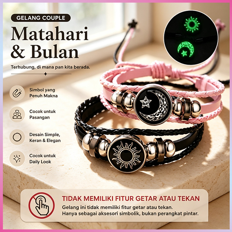 Gelang Couple Kekasih Matahari dan Bulan Gelang Couple Pasangan Bintang Bulan Kulit Gelang Matahari 