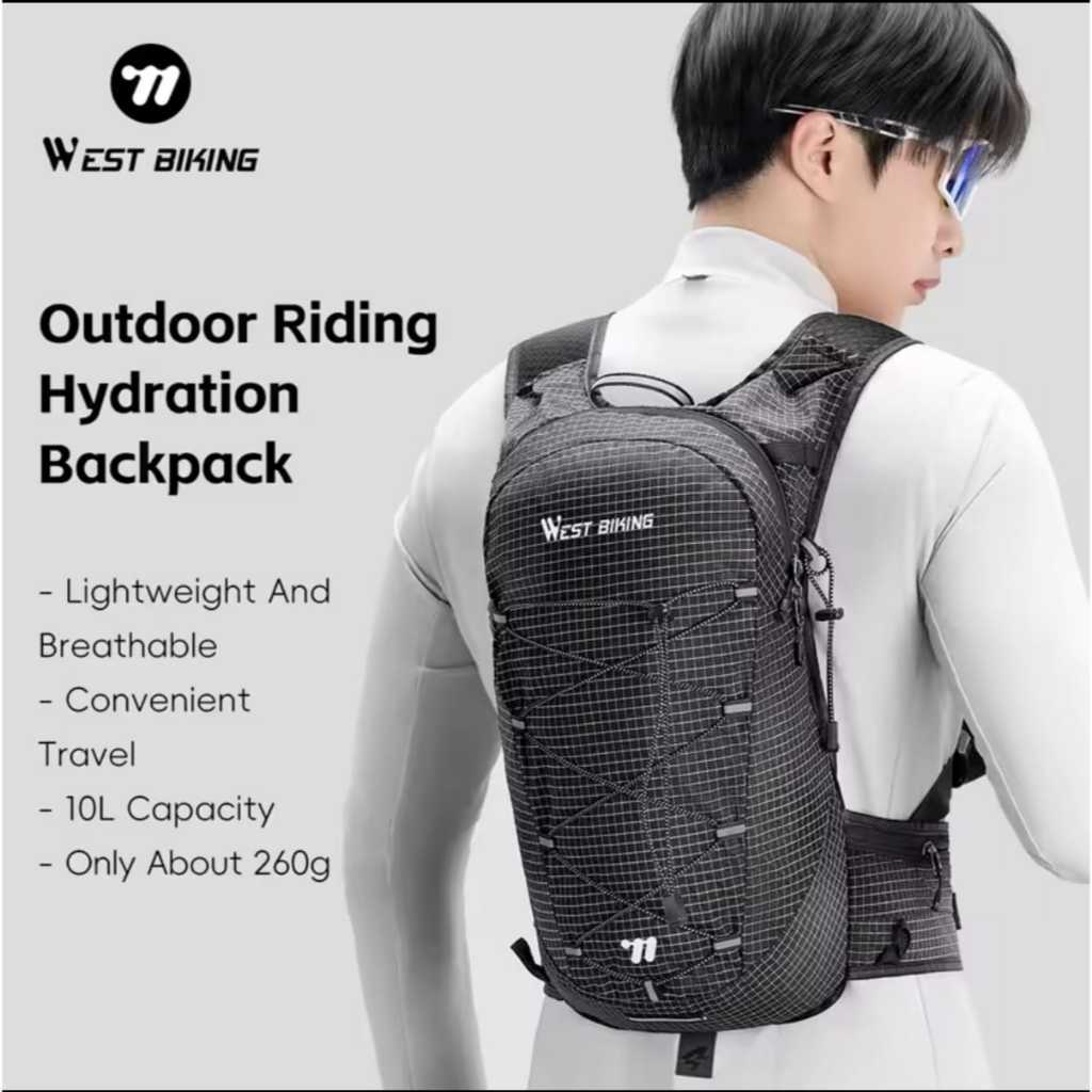 Foto West Biking Tas Hydropack Ransel Punggung Sepeda Backpack Bag pack Tas Punggung Sepeda Lipat Ultra Ringan 10L, Tas Punggung Sepeda Lipat, Kantung Bernafas, Hiking, Nilon, Anti Air Waterproo f
