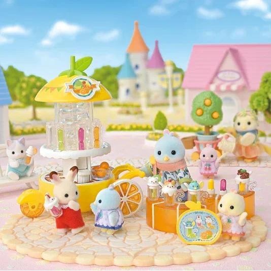 Sylvanian Families Spotted Dog Family Citrus Biscuit Bear Triplets Captain Seal Fairy Forest Toy Gir