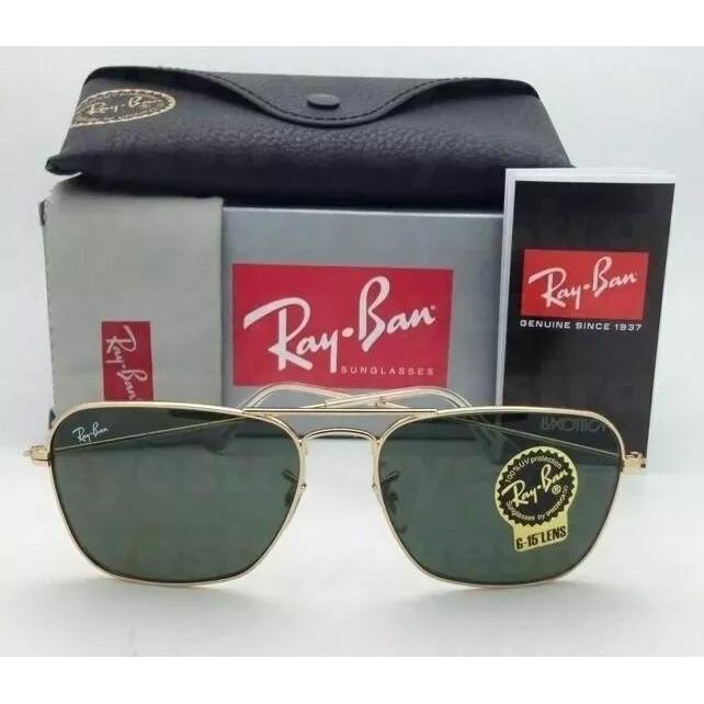 Kacamata Original Raybān RB3136 Caravan Frame Gold Lensa Blāck