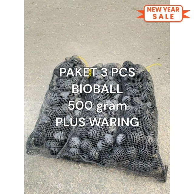 Paket bioball plus waring 500 gram 3 pcs / bioball plus waring / bioball / media filter koi / media 