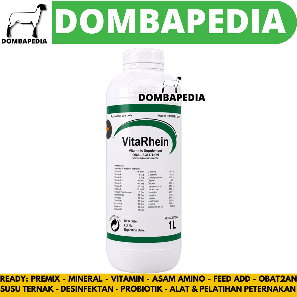 VITARHEIN 1 LITER - Premix Cair Vitamin Asam Amino Pemacu Pertumbuhan Ternak Ayam Sapi Domba Babi