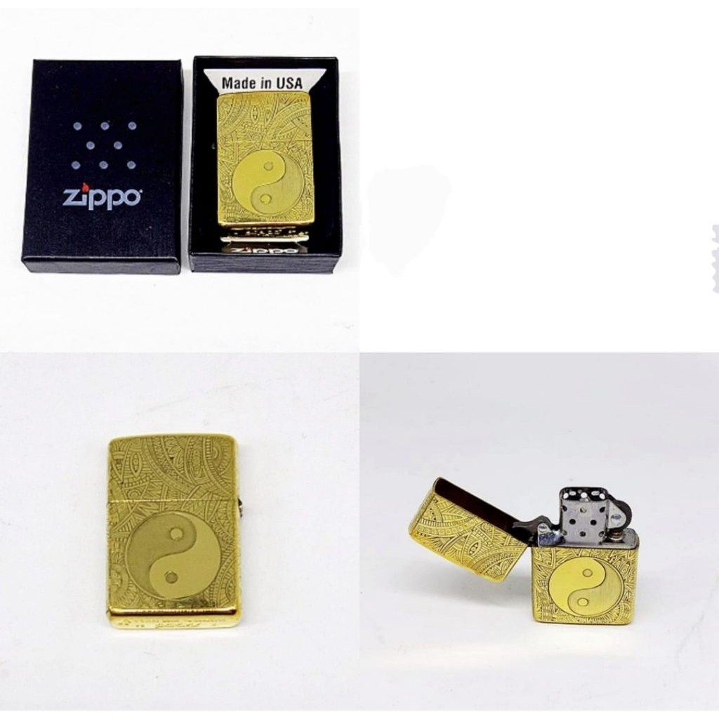 Vapa Zipp. . .Lighter Korek Api Zippo Gold Yin Yang Full Grafir Limited Mancis Korek Api Aksesoris U