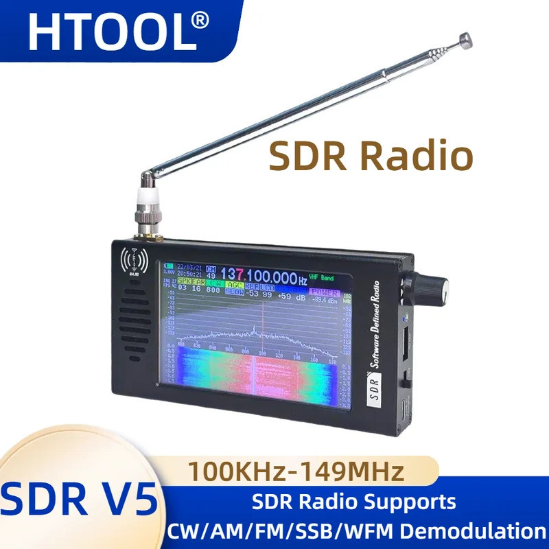 HTOOL SDR Radio Shortwave DSP Digital FM Radio Receiver Tranceiver SDR DSP Demodulation Color Displa
