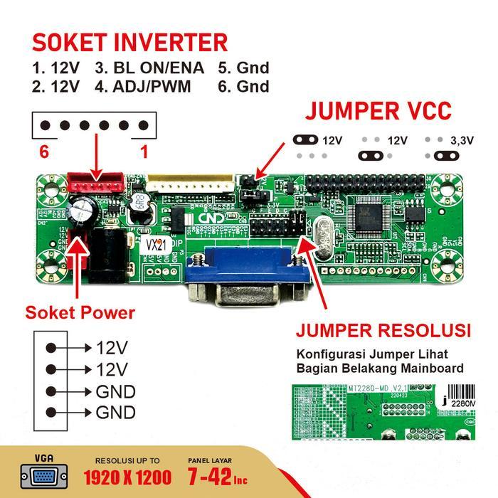 Paket Rakitan Mainboard Board Monitor HDMI VGA Layar Laptop Khusus LVDS IPEX - Board VGA