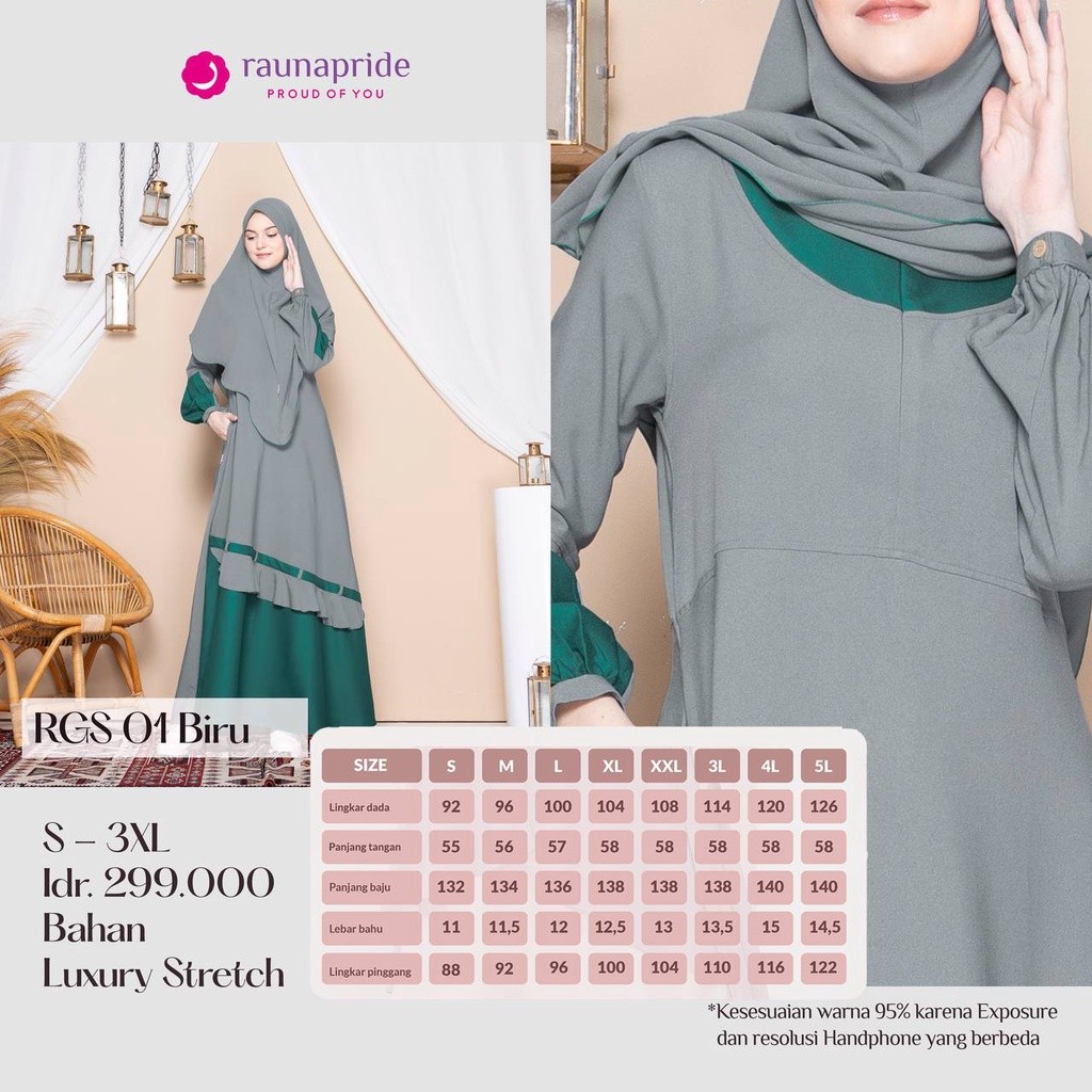 Gamis Set Hijab Rauna / RGS-01 / Fashion Muslim