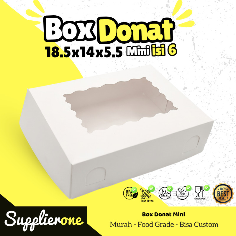 Box Donat Mini isi 6 | Dus Donat Mini | Dus Donat 18.5x14x5.5 cm