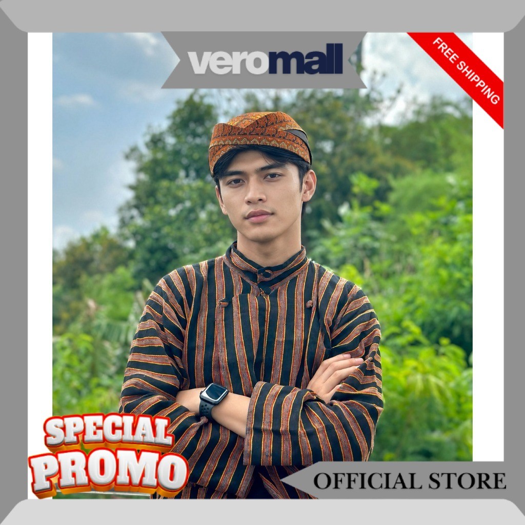 Baju Surjan Lurik Pria Dewasa Premium - Bonus Blangkon Solo / Jogja GS