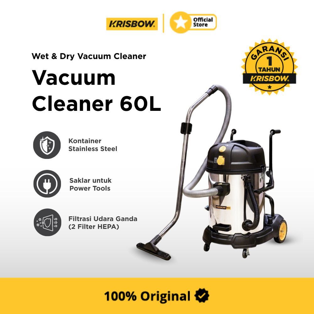 Krisbow Vacuum Cleaner Wet & Dry 1000 Watt Penyedot Debu Alat Vacum Mesin Vacuum Hisap Debu Alat His
