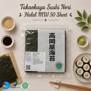 [PBB] Takaokaya Sushi Nori 50 Sheet Halal MUI / Nori Sushi Jepang / Rumput Laut Lembaran / Seaweed S