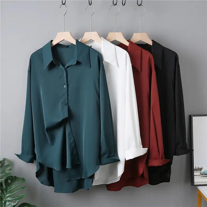 feminafashion#99459 Blus sifon wanita, lengan panjang, panjang sedang, serbaguna, longgar, ukuran be