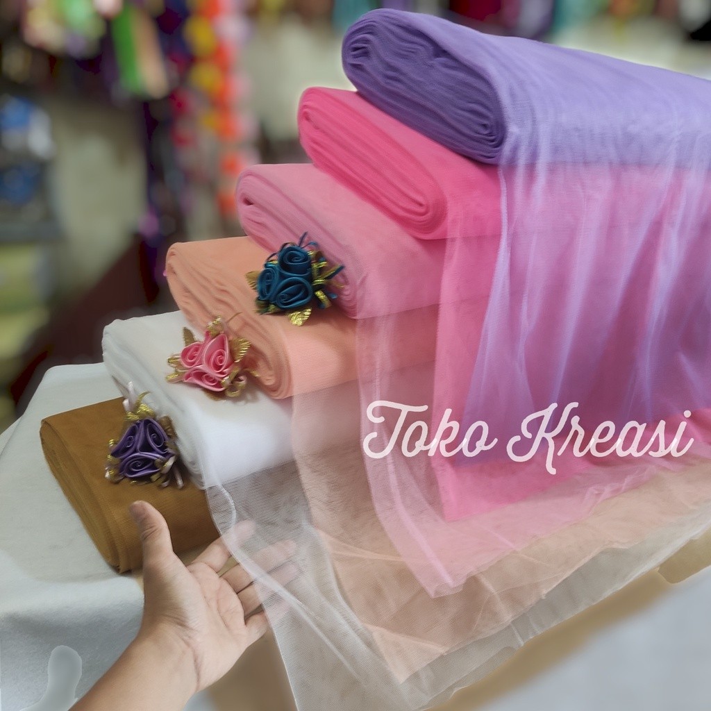 (Meteran) Kain Tile Lembut Polos Halus / Soft Tulle Bahan Dress Gaun Pesta Rok Tutu / Gamis Wanita K