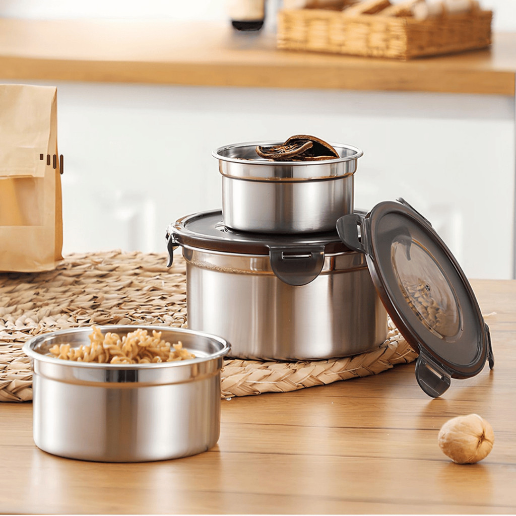 Lunch Box Bulat Stainless Foodgrade Toples Tupperware Anti Tumpah Food Storage Box