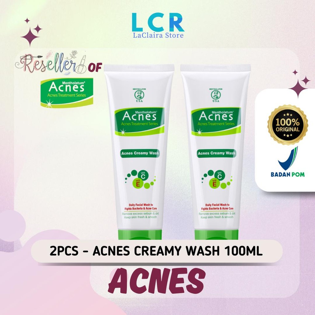 (PAKET ISI 2) Acnes Creamy Wash 100 ML ( Pembersih Wajah) Berjerawat