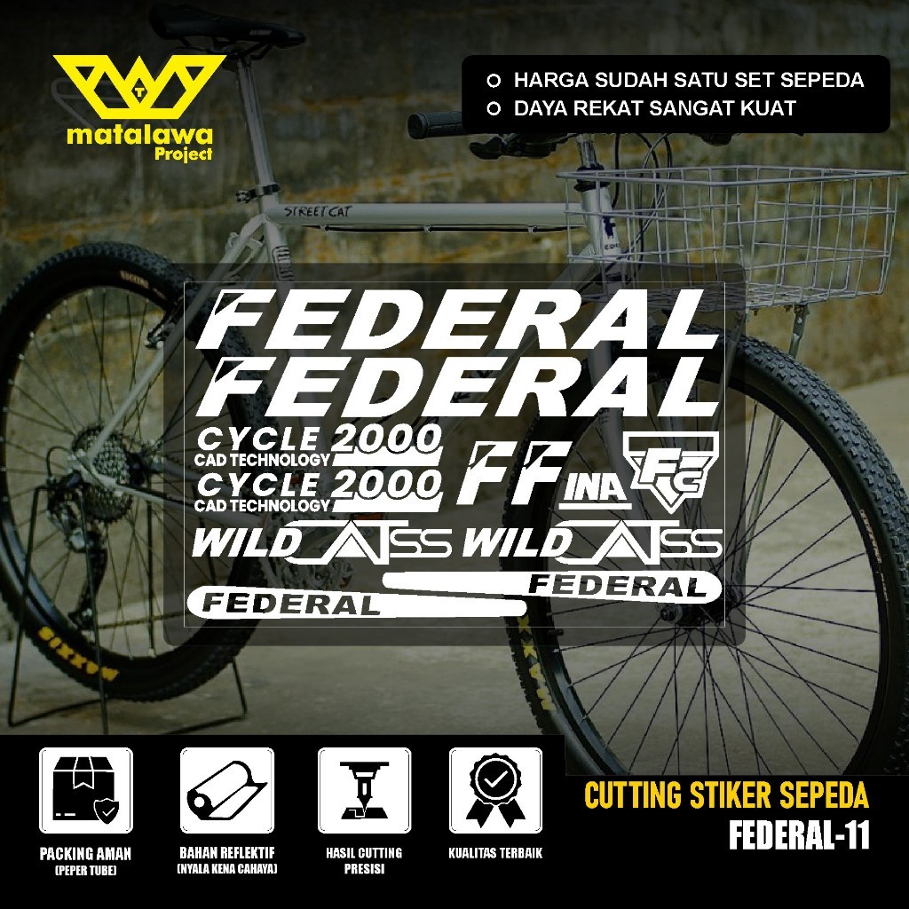 Premium FEDERAL Sticker Sepeda FEDERAL wild Cat Stiker Streetcat MG 33 MTB CUTTING STIKER BIKE stree