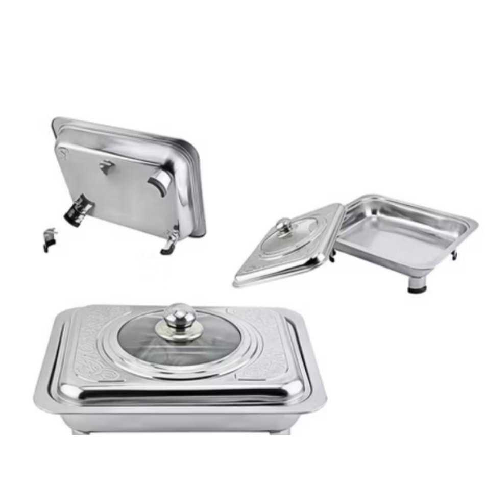 Tempat Makan Prasmanan Kaca Bening dengan Tutup Prasmanan Lauk